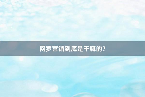 网罗营销到底是干嘛的？