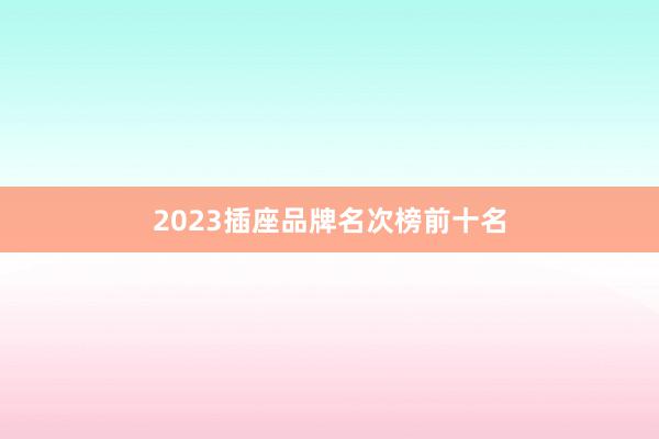 2023插座品牌名次榜前十名